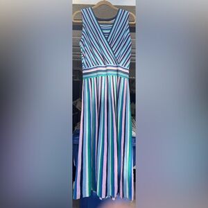 Tahari Navy and Multicolor Striped dress